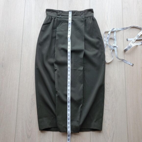Christian Dior Separates Dark Green 100% Wool Midi Skirt Size 6 - Picture 5 of 9